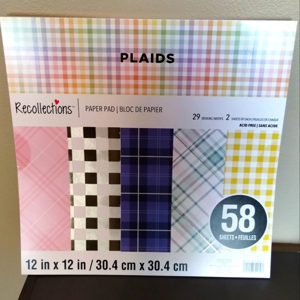 Michael's Recollections Cardstock Paper Pad, Plaids, 58 Pages, Acid Free - NEW